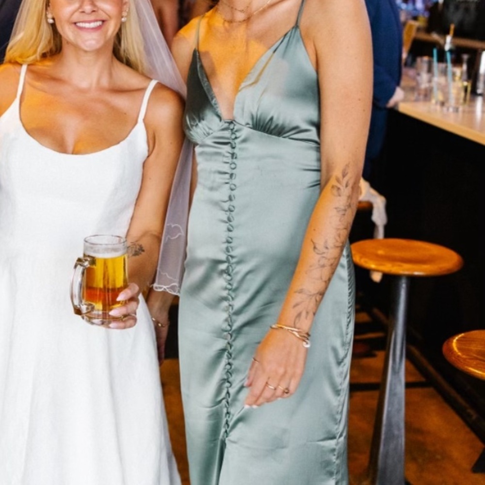 Satin sage Dress
